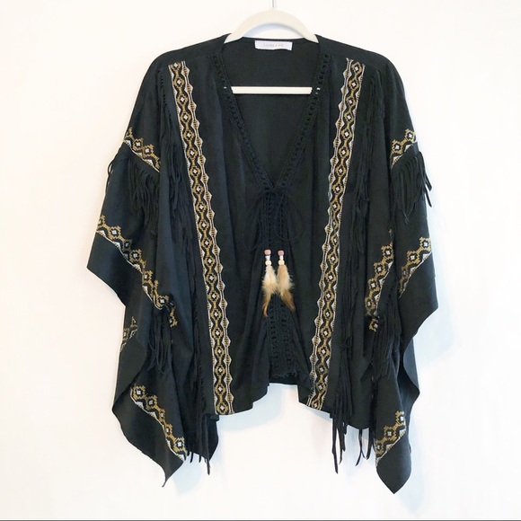 Laurie & Joe Tops - Laurie & Joe Fringe Embroidered Pocahontas Top